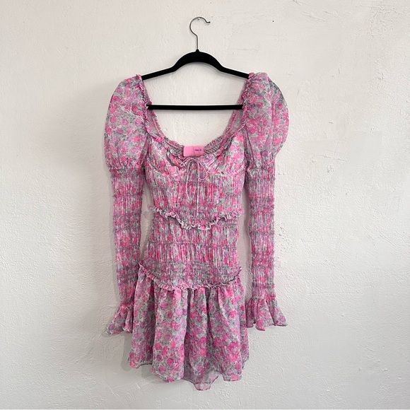 For Love And Lemons Pink Floral Mini Dress - Picture 2 of 9